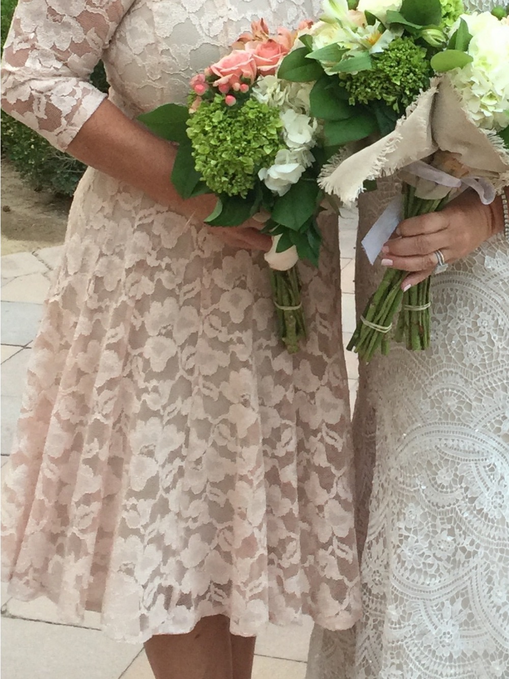 Blush Lace Long-Sleeve Fit-and-Flare Dress